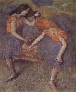 Edgar Degas Two dance wear yellow dress oil painting